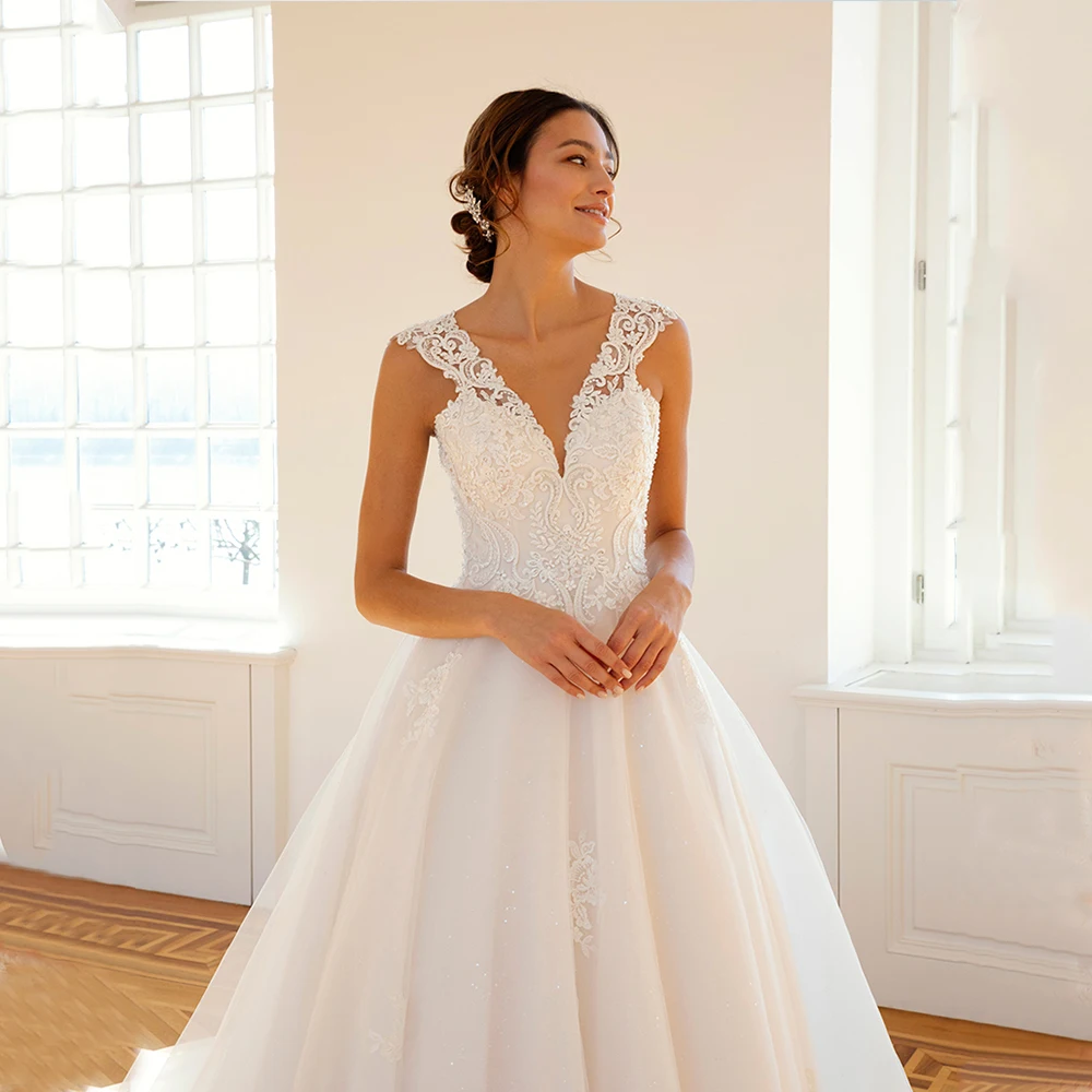Vintage White Bridal Gown For Woman Cap Sleeve Applique Long Train Glitter Tulle Custom Formal Wedding Dress Robe De Mariee 2024
Vintage White Bridal Gown For Woman Cap Sleeve Applique Long Train Glitter Tulle Custom Formal Wedding Dress Robe De Mariee 2024