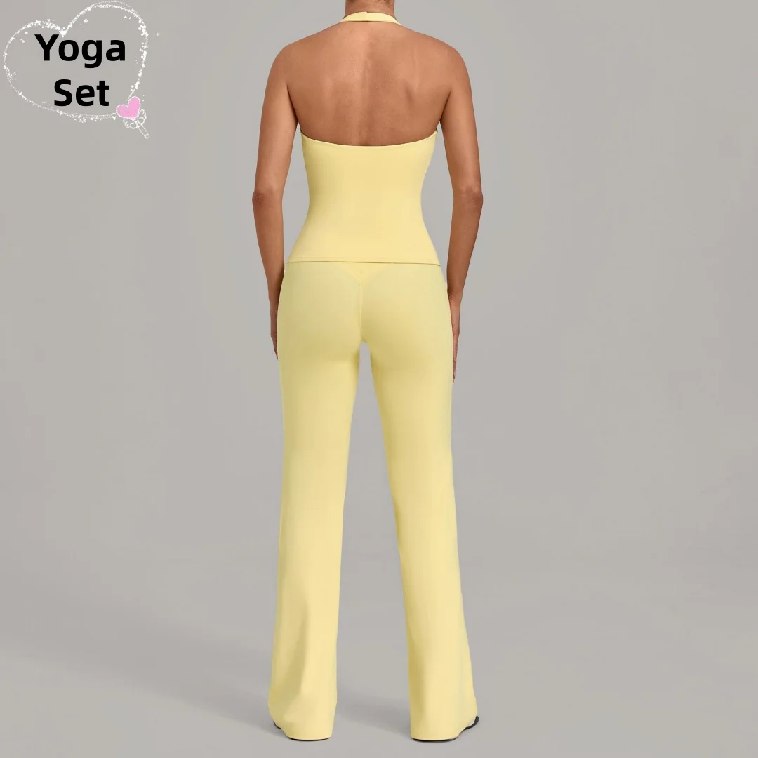 New Women's Yoga Set High Waist Hip Lifting Tight Backless Neck Hanging Vest Flared Pants Fitness Running Workout Gym Yoga Set
New Women's Yoga Set High Waist Hip Lifting Tight Backless Neck Hanging Vest Flared Pants Fitness Running Workout Gym Yoga Set