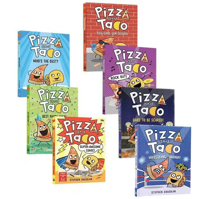 Pizza and Taco 7 Volumes English Version Primary Chapter Color Comic Novel Hardcover English Books
Pizza and Taco 7 Volumes English Version Primary Chapter Color Comic Novel Hardcover English Books