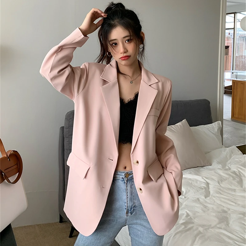 2022 New Blazer Spring Loose Women's Suit Jackets Long Sleeve Single Breasted Solid Pockets Suit Collar Chic Outwear Casual Coat
2022 New Blazer Spring Loose Women's Suit Jackets Long Sleeve Single Breasted Solid Pockets Suit Collar Chic Outwear Casual Coat