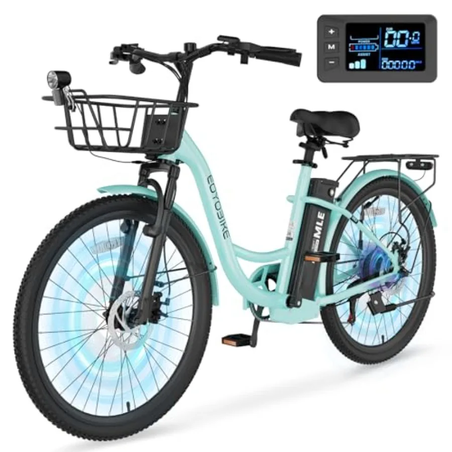 City commuter e-bike for adults: aluminum frame black 700W peak power 7-speed step-through cruiser with 36V 10.4Ah battery and
City commuter e-bike for adults: aluminum frame black 700W peak power 7-speed step-through cruiser with 36V 10.4Ah battery and