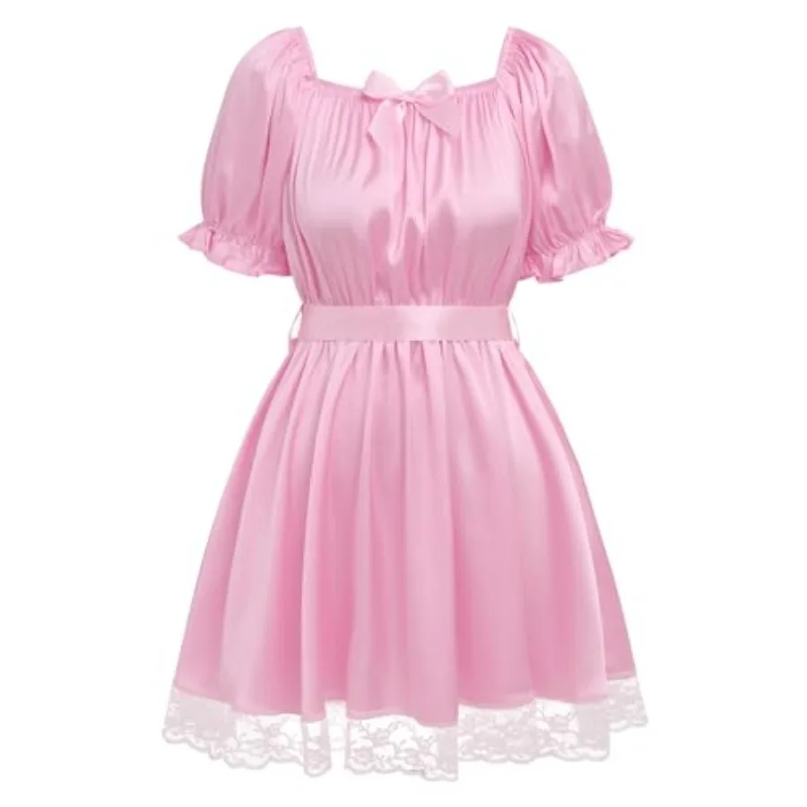 ABAFIP Sissy Mini Nightdress for Men Frilly Ruffle Square Neck Bowknot Lace Trim Satin Ruffle Nightdress
ABAFIP Sissy Mini Nightdress for Men Frilly Ruffle Square Neck Bowknot Lace Trim Satin Ruffle Nightdress