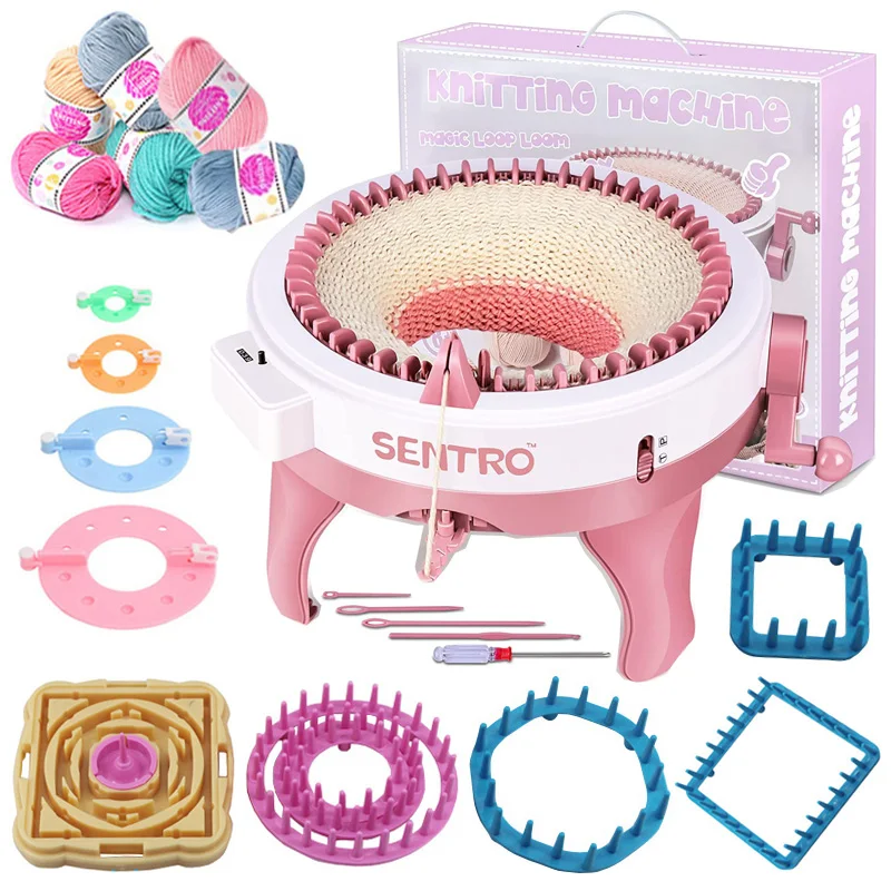 48 Needles Knitting Machine with 6 Rolls of Randomly Colored Yarn, 4pcs Wool Ball Maker Tool, 6pcs Knitting Flower Kits
48 Needles Knitting Machine with 6 Rolls of Randomly Colored Yarn, 4pcs Wool Ball Maker Tool, 6pcs Knitting Flower Kits