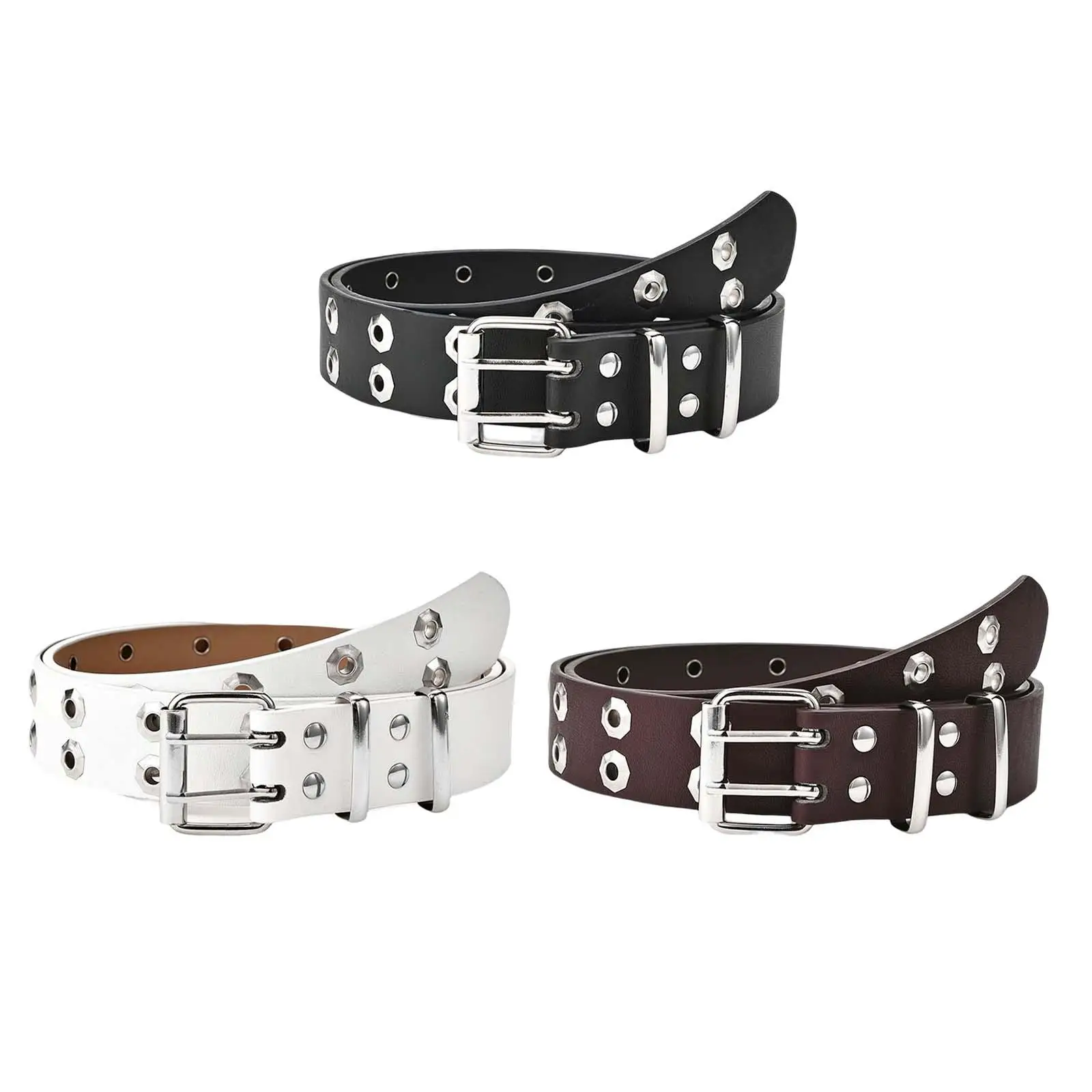 Double Grommet Belt PU Leather Halloween Punk Belt for Women Jeans Hole Belts, 43.3inch Length
Double Grommet Belt PU Leather Halloween Punk Belt for Women Jeans Hole Belts, 43.3inch Length