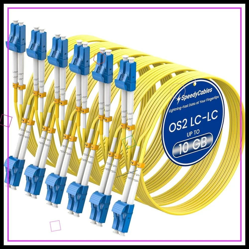 OS2 LC to LC Fiber Patch Cable 15m 6-Pack, 1G/10Gb Duplex 9/125um SMF Single Mode Fiber Optic Patch Cord LSZH (Yellow)
OS2 LC to LC Fiber Patch Cable 15m 6-Pack, 1G/10Gb Duplex 9/125um SMF Single Mode Fiber Optic Patch Cord LSZH (Yellow)
