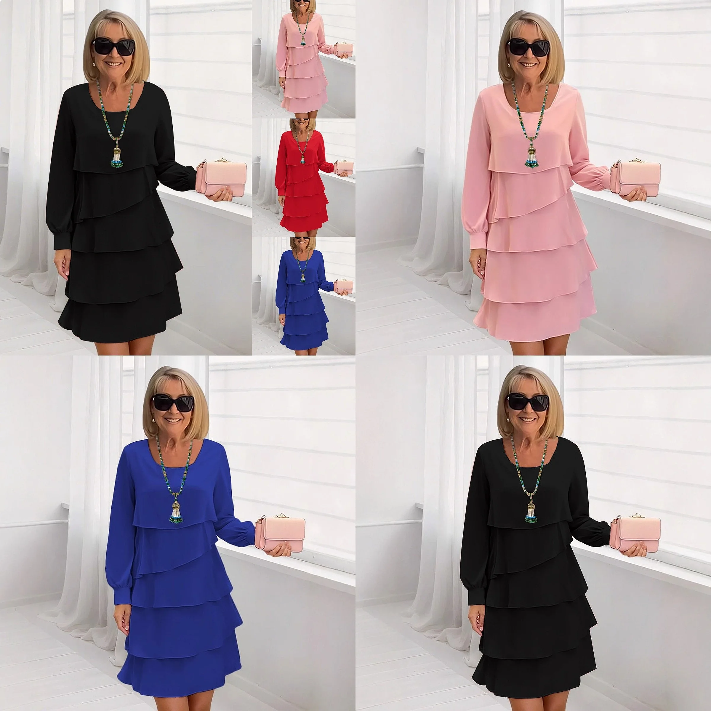 Autumn Fashion Women's Tiered Dress Loose Slim Long Sleeve Dresses Spring Summer
Autumn Fashion Women's Tiered Dress Loose Slim Long Sleeve Dresses Spring Summer