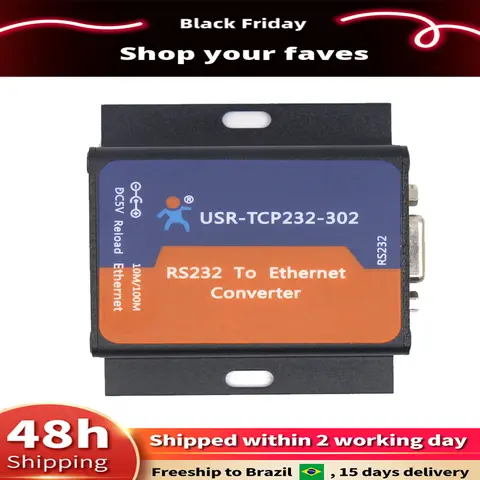 USR-TCP232-302 1-Port Low Cost Serial RS232 to Ethernet Converters Tiny Size Serial RS 232 to TCP IP Server Converter Module