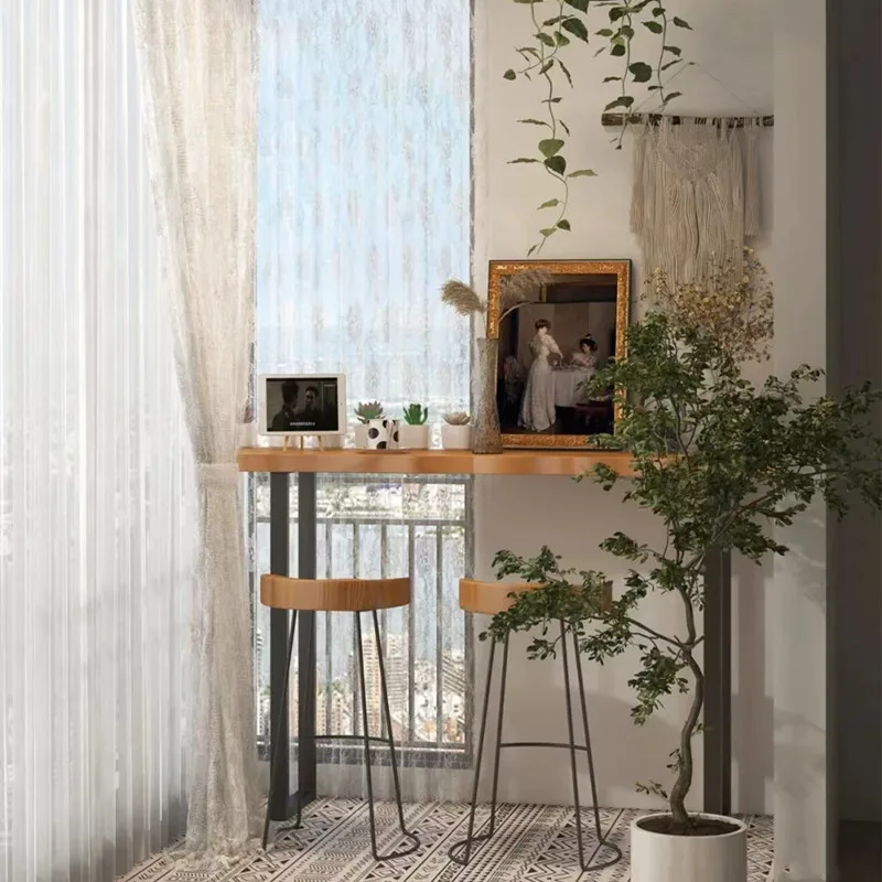 Solid wood bar table and chair combination, household balcony against the wall high table, milk tea shop long table simple windo
Solid wood bar table and chair combination, household balcony against the wall high table, milk tea shop long table simple windo