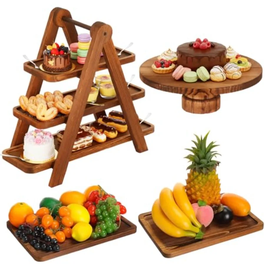 Деревянный набор для десертного стола из 4 предметов: деревянная подставка для десертов, рустикальная прямоугольная подставка для торта, 3-ярусный коричневый поднос для подачи, подставка для кексов в стиле фермерского дома
Деревянный набор для десертного стола из 4 предметов: деревянная подставка для десертов, рустикальная прямоугольная подставка для торта, 3-ярусный коричневый поднос для подачи, подставка для кексов в стиле фермерского дома
