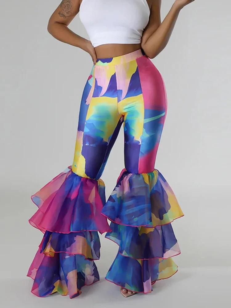 Women High Waist Flare Pants Tie Dye Print Retro Mesh Ruffles Leggings Sweatpants Summer Fashion Trousers for Female 2026 New
Women High Waist Flare Pants Tie Dye Print Retro Mesh Ruffles Leggings Sweatpants Summer Fashion Trousers for Female 2026 New