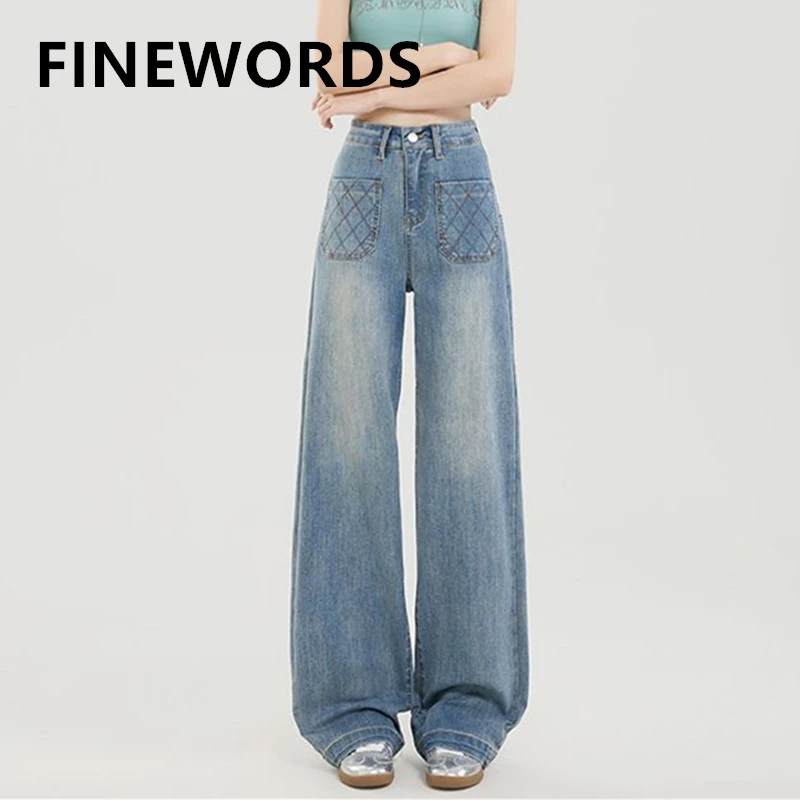 FINEWORDS Casual High Waist Wide Leg Jeans Women Easymatch Blue Korean Jeans Retro Streetwear Washed Baggy Jeans
FINEWORDS Casual High Waist Wide Leg Jeans Women Easymatch Blue Korean Jeans Retro Streetwear Washed Baggy Jeans