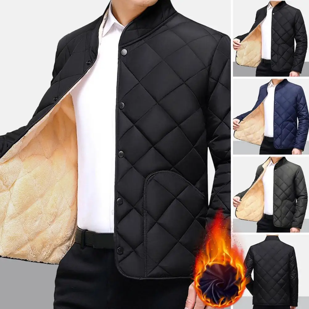 Single-breasted Coat Cozy Men's Winter Coat Thick Plush Padding Stand Collar Plus Size Warmth Cardigan Jacket with Soft
Single-breasted Coat Cozy Men's Winter Coat Thick Plush Padding Stand Collar Plus Size Warmth Cardigan Jacket with Soft