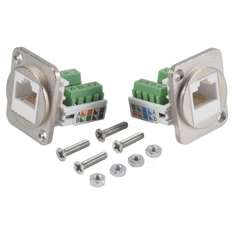 ABSK-2PCS RJ45 Panel Mount Screw Terminal Adapter, RJ45/8P8C Female Panel Mount Connector, RJ45 Solderless Terminal Extender Dur
