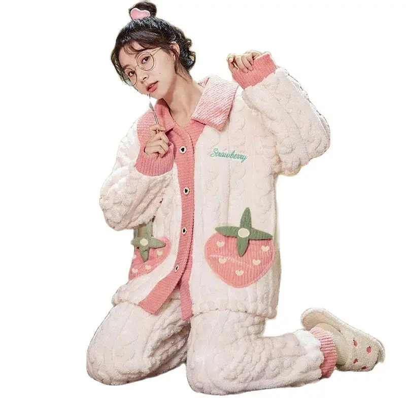 Elegant Women's Pajamas New 2022 Autumn Winter Suit Soft Flannel Pants Sleepwear 2 Piece Set Thick Warm Home Service Female
Elegant Women's Pajamas New 2022 Autumn Winter Suit Soft Flannel Pants Sleepwear 2 Piece Set Thick Warm Home Service Female