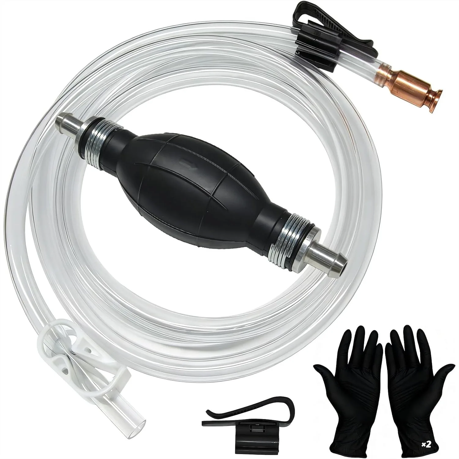 Manual Hand Fuel Transfer Pump with 10ft PVC Siphon Hose for Gasoline, Oil, Diesel, Water - Includes Brass Nozzle, Clamps, and
Manual Hand Fuel Transfer Pump with 10ft PVC Siphon Hose for Gasoline, Oil, Diesel, Water - Includes Brass Nozzle, Clamps, and