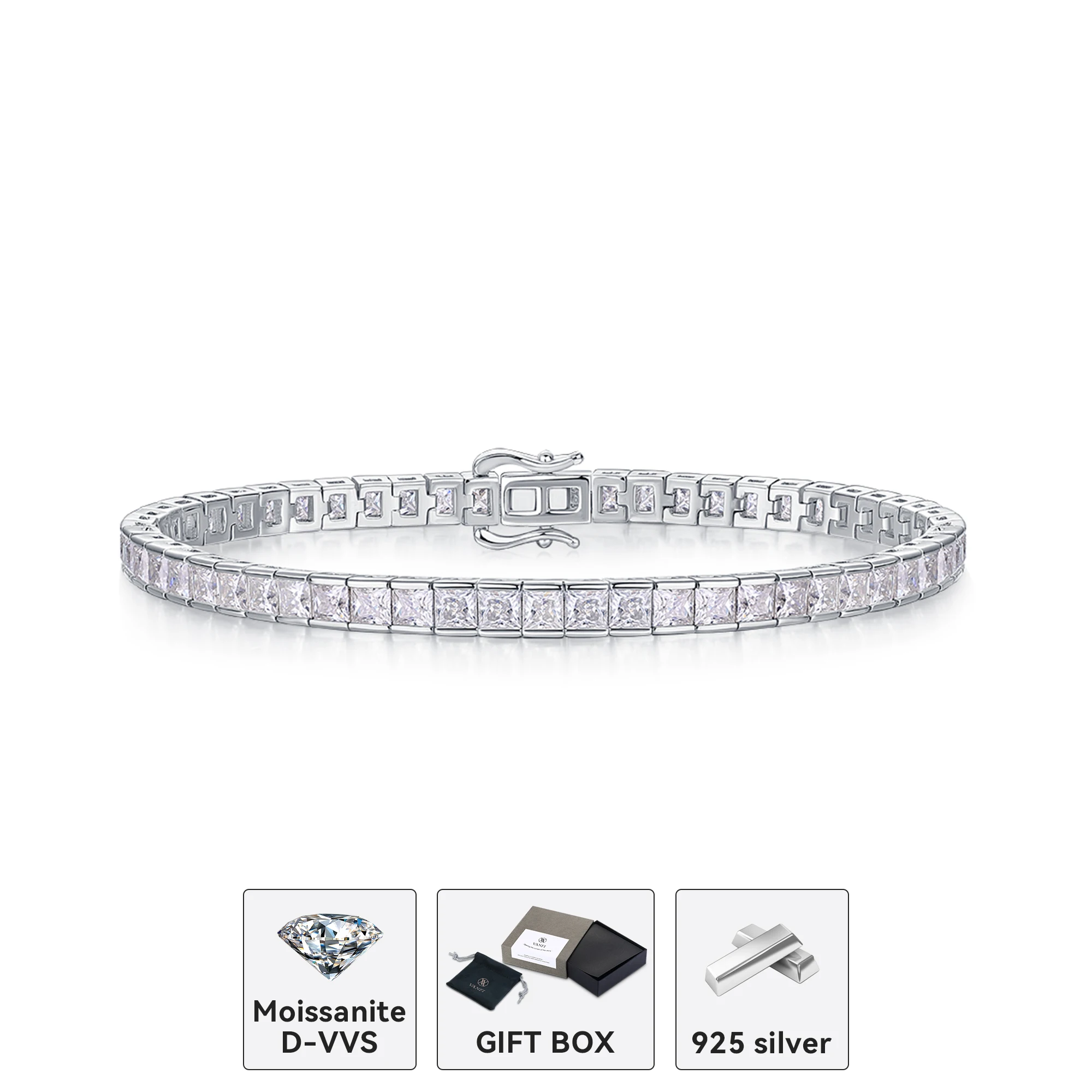 kfvanfi 3x3mm square diamond moissanite D VVS 925 sterling silver gold plated fashion elegant women's bracelet tennis chain gift
kfvanfi 3x3mm square diamond moissanite D VVS 925 sterling silver gold plated fashion elegant women's bracelet tennis chain gift