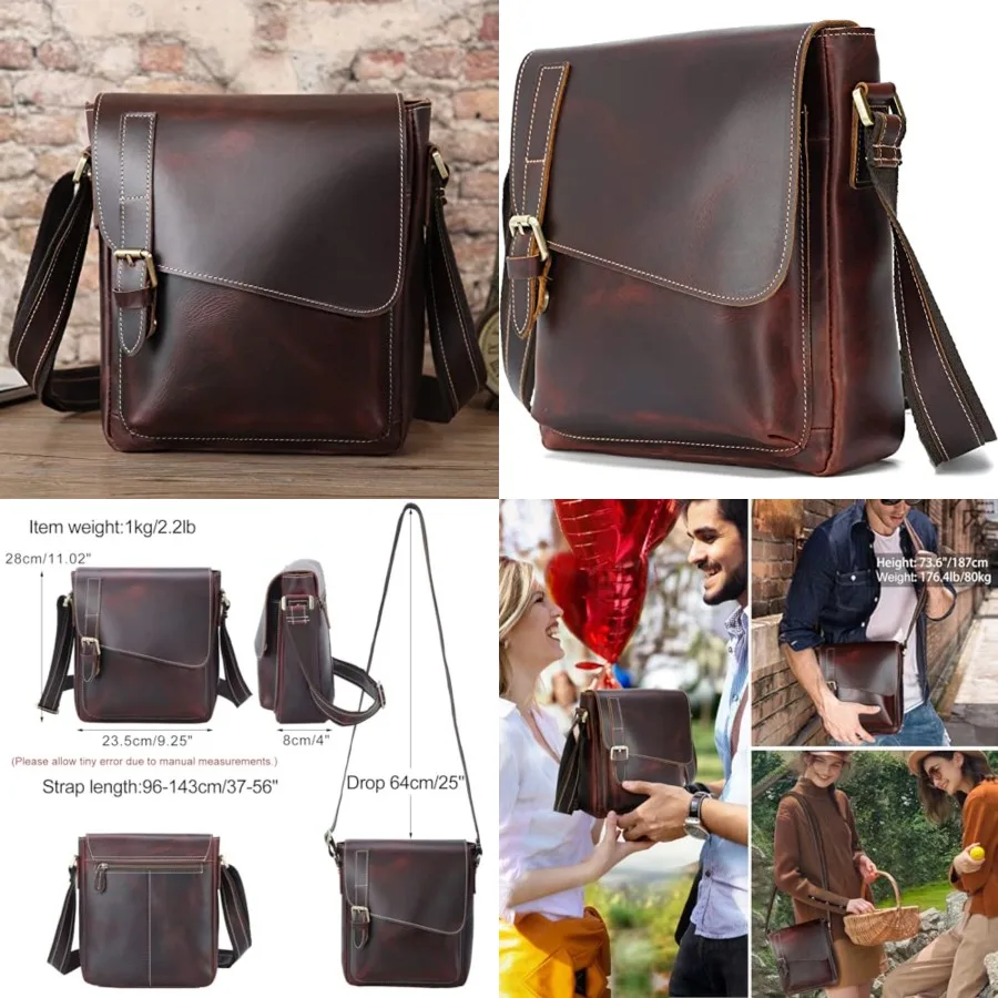 Masa Kawa Leather Messenger Bag Small Crossbody Shoulder Bag Gift for Men Women Flap Over Man Purse Fits 10" Tablet
Masa Kawa Leather Messenger Bag Small Crossbody Shoulder Bag Gift for Men Women Flap Over Man Purse Fits 10" Tablet