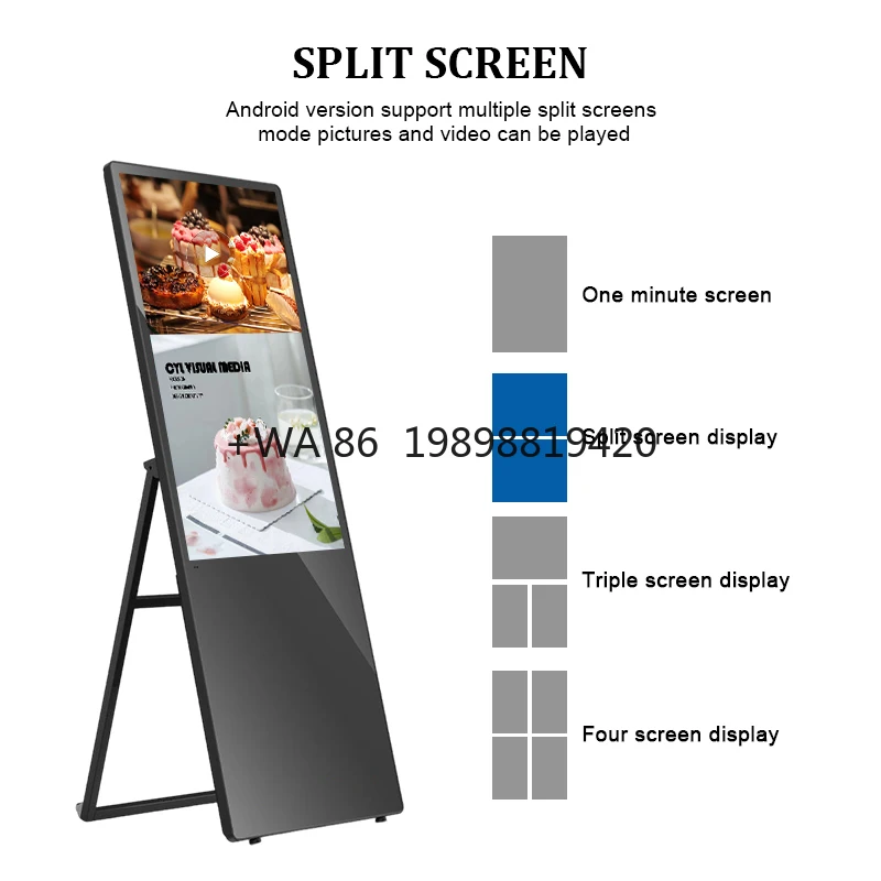 Торговые центры Анимационная графика Напольный портативный складной ЖК-дисплей с цифровыми вывесками для покупок
Торговые центры Анимационная графика Напольный портативный складной ЖК-дисплей с цифровыми вывесками для покупок