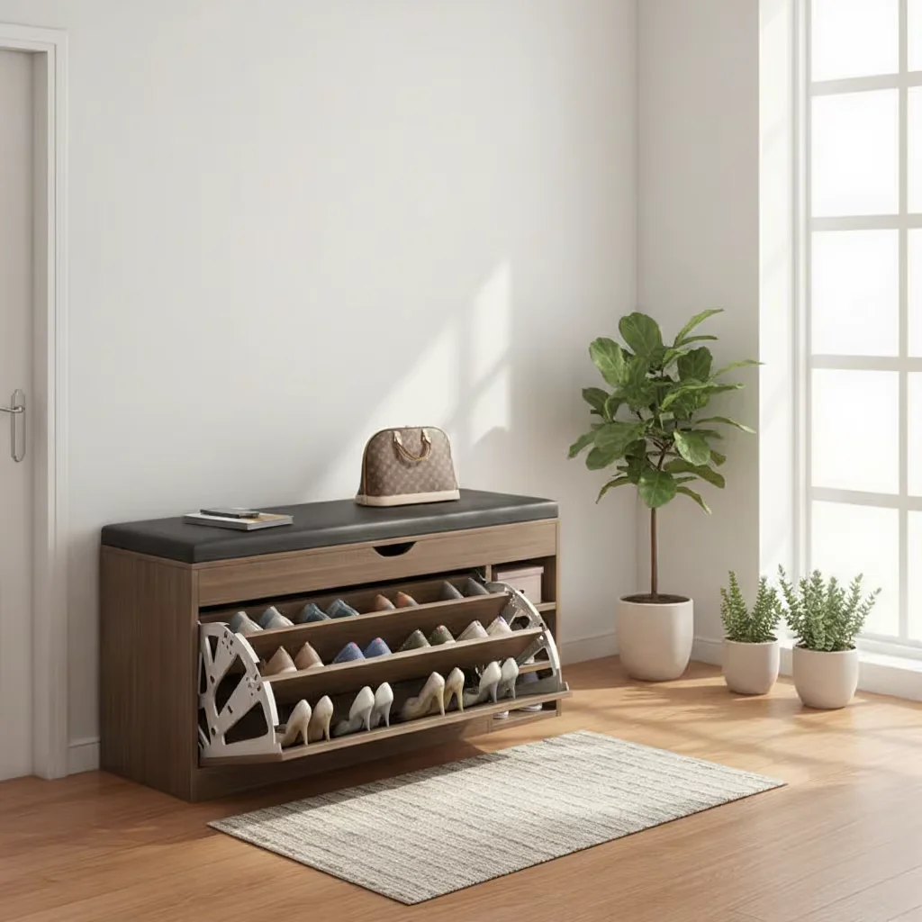 Shoes Racks Cabinet Modern Design Rotating Shoe Storage Shelf Rack Wooden Display Shoes Cabinet Racks