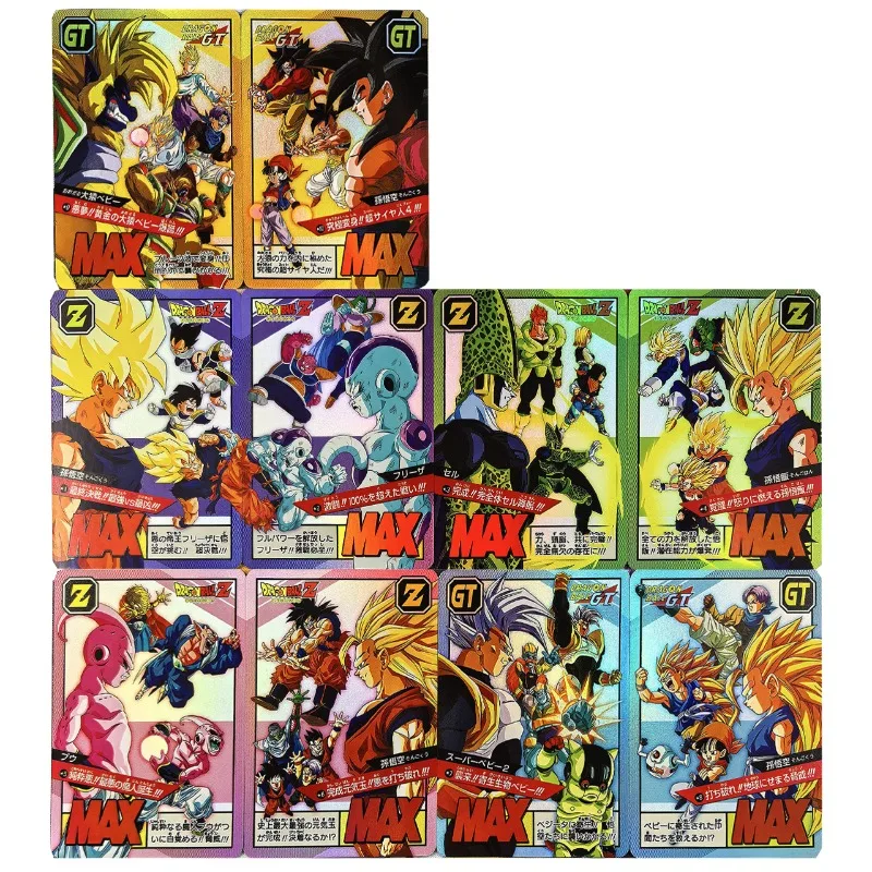 10pcs/set Dragon Ball Z GT Retro MAX Refraction Laser Flash Cards Son Goku Frieza Trunks Majin Buu Anime Game Collection Cards
10pcs/set Dragon Ball Z GT Retro MAX Refraction Laser Flash Cards Son Goku Frieza Trunks Majin Buu Anime Game Collection Cards