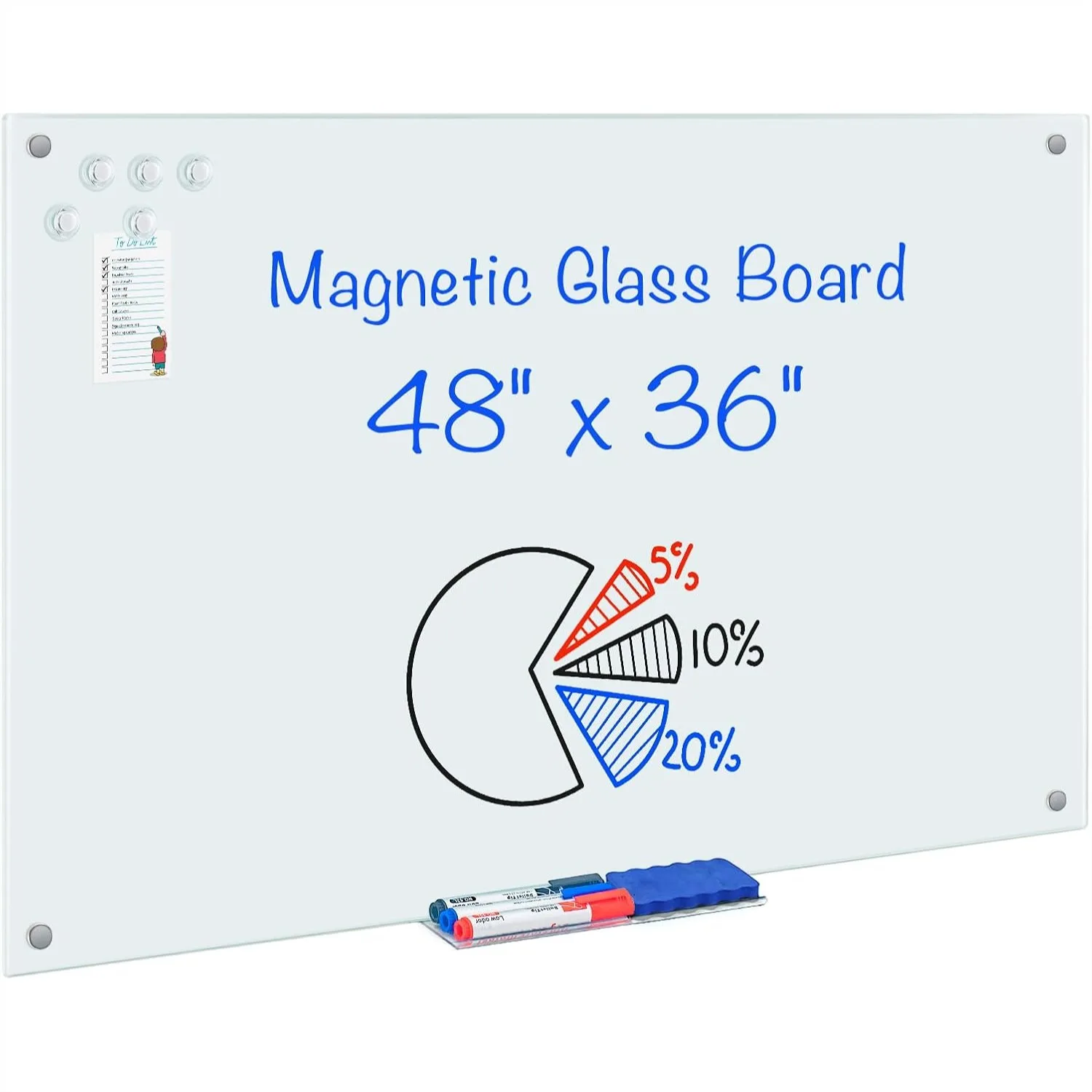 Magnetic Glass Dry Erase White Board 48x36 Frameless for Wall Mounted with 5 Magnets 3 Markers 1 Eraser for Classroom Home
Magnetic Glass Dry Erase White Board 48x36 Frameless for Wall Mounted with 5 Magnets 3 Markers 1 Eraser for Classroom Home