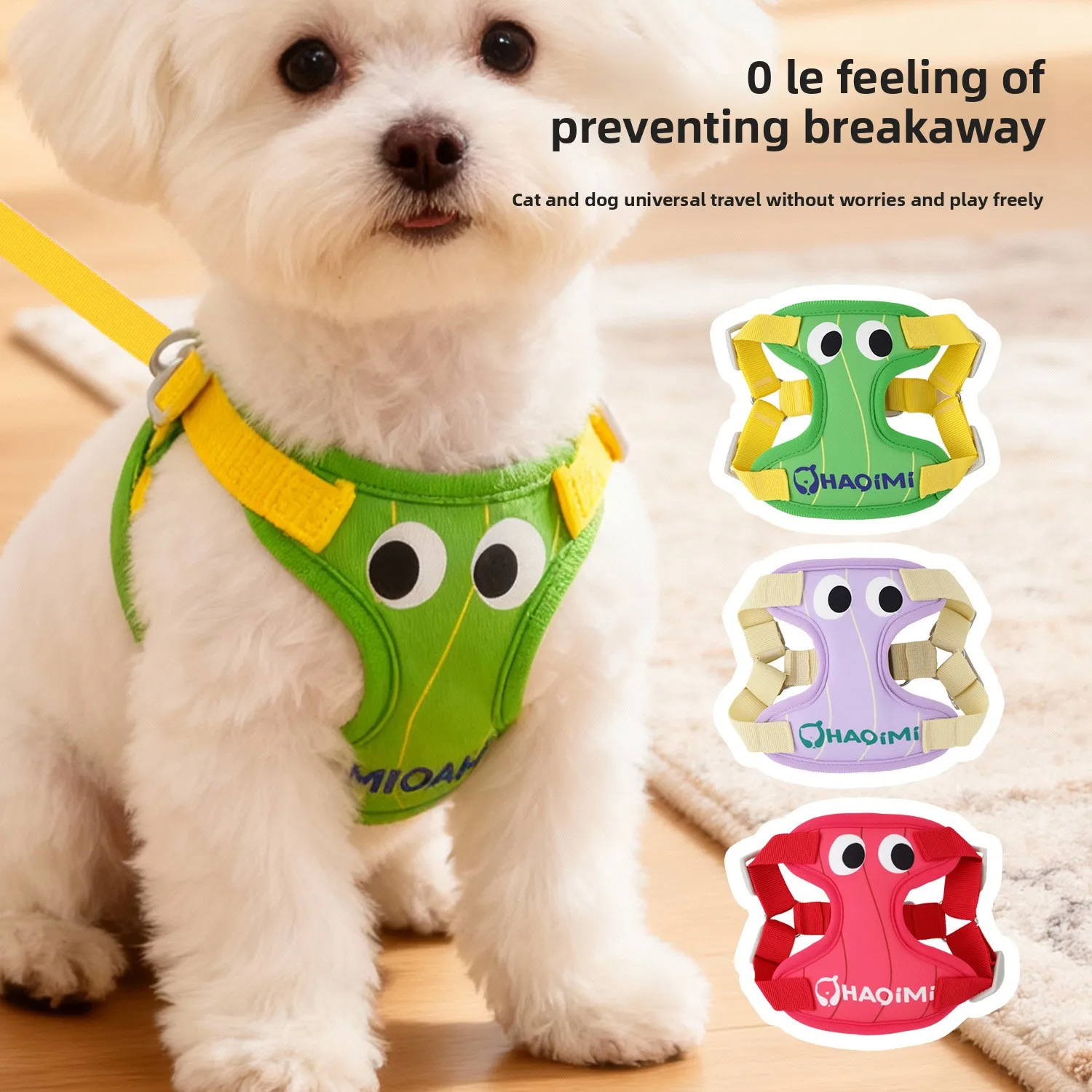 Dog leash, big eyes, cute dog strap, outdoor travel, small dog anti-break free chest strap
Dog leash, big eyes, cute dog strap, outdoor travel, small dog anti-break free chest strap
