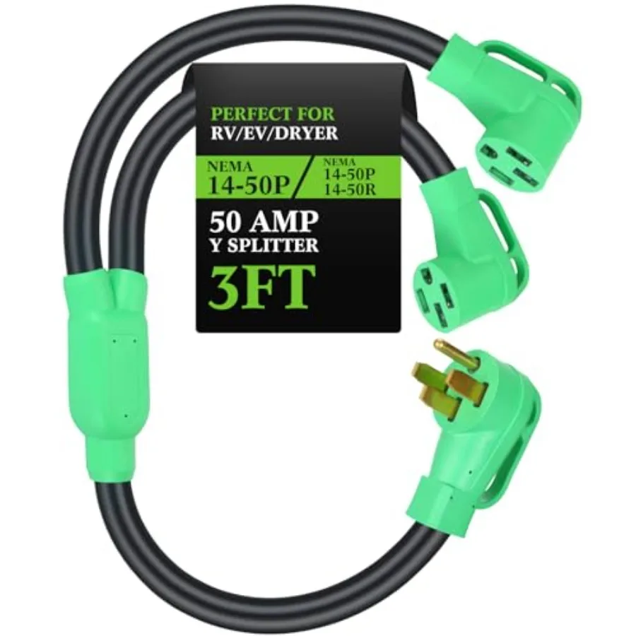 Adapter Cord ETL Listed P Male to 2X R Female 4 Prong 250V for RV and EV Heav Dut 6/3+8/1 STW AWG RV Generator Outdoor Extensio
Adapter Cord ETL Listed P Male to 2X R Female 4 Prong 250V for RV and EV Heav Dut 6/3+8/1 STW AWG RV Generator Outdoor Extensio