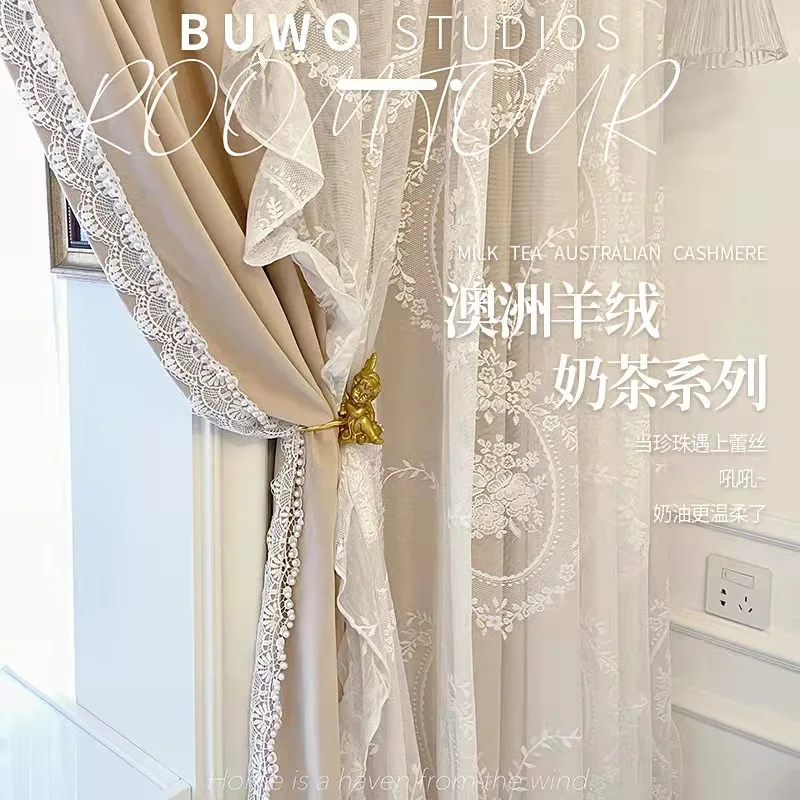 French Light Luxury Curtains Cashmere Lace Mirror Flower Balcony Window Curtain Curtains for Living Dining Room Bedroom Home
French Light Luxury Curtains Cashmere Lace Mirror Flower Balcony Window Curtain Curtains for Living Dining Room Bedroom Home
