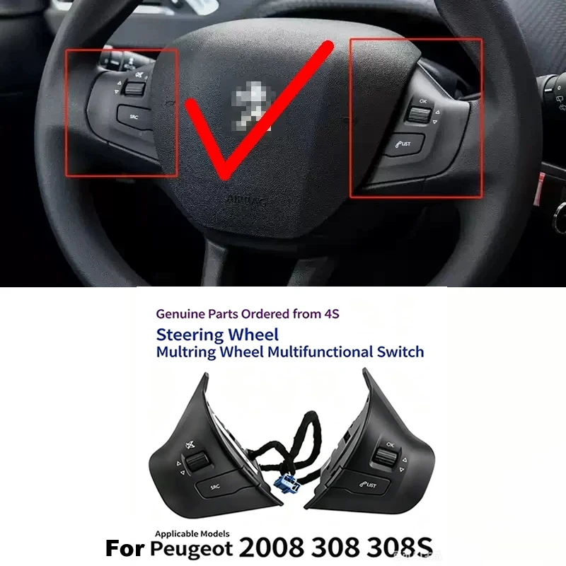 Car Cruise switch Audio Volume Control Button For Peugeot 308 2008 208 2014-2017 Steering Wheel Media Switch With Wire
Car Cruise switch Audio Volume Control Button For Peugeot 308 2008 208 2014-2017 Steering Wheel Media Switch With Wire