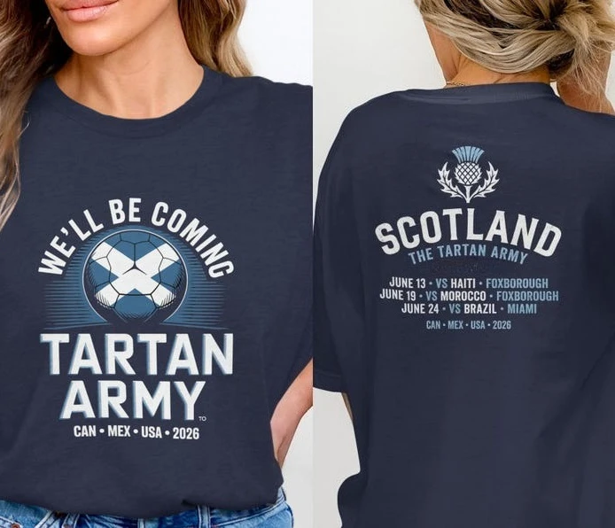 Scotland 2026 Shirt Tartan Army Fixtures T-Shirt Scotland Vs Brazil Graphic Tshirts Tee Scottish Football Fan Gift Unisex
Scotland 2026 Shirt Tartan Army Fixtures T-Shirt Scotland Vs Brazil Graphic Tshirts Tee Scottish Football Fan Gift Unisex