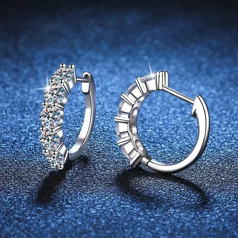 PT950 Platinum Sparkling Row Diamonds Earring for Female Wedding Jewelry, Total 1.8CT Moissanite Hoop Earrings for Women Gift
PT950 Platinum Sparkling Row Diamonds Earring for Female Wedding Jewelry, Total 1.8CT Moissanite Hoop Earrings for Women Gift
