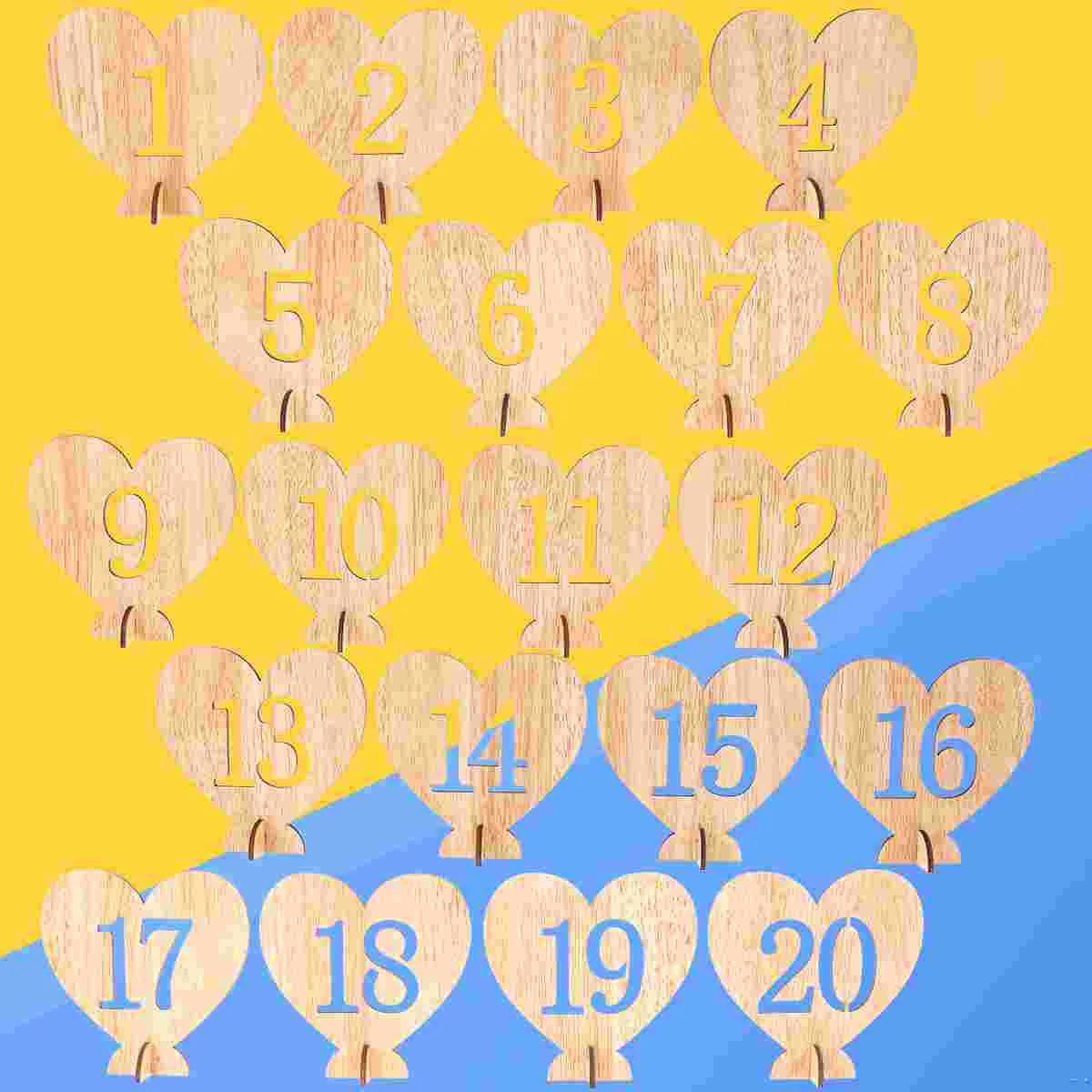 20pcs 1-20 Wooden Numbers with Holder Base Heart Shape Numbers for Wedding Decoration wedding table numbers
20pcs 1-20 Wooden Numbers with Holder Base Heart Shape Numbers for Wedding Decoration wedding table numbers