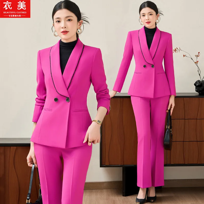 Rose Red Long Sleeve Blazer Women's Pants Suit Autumn Winter Two Piece Suit Professional Casual Fashion Temperament Formal Wear
Rose Red Long Sleeve Blazer Women's Pants Suit Autumn Winter Two Piece Suit Professional Casual Fashion Temperament Formal Wear