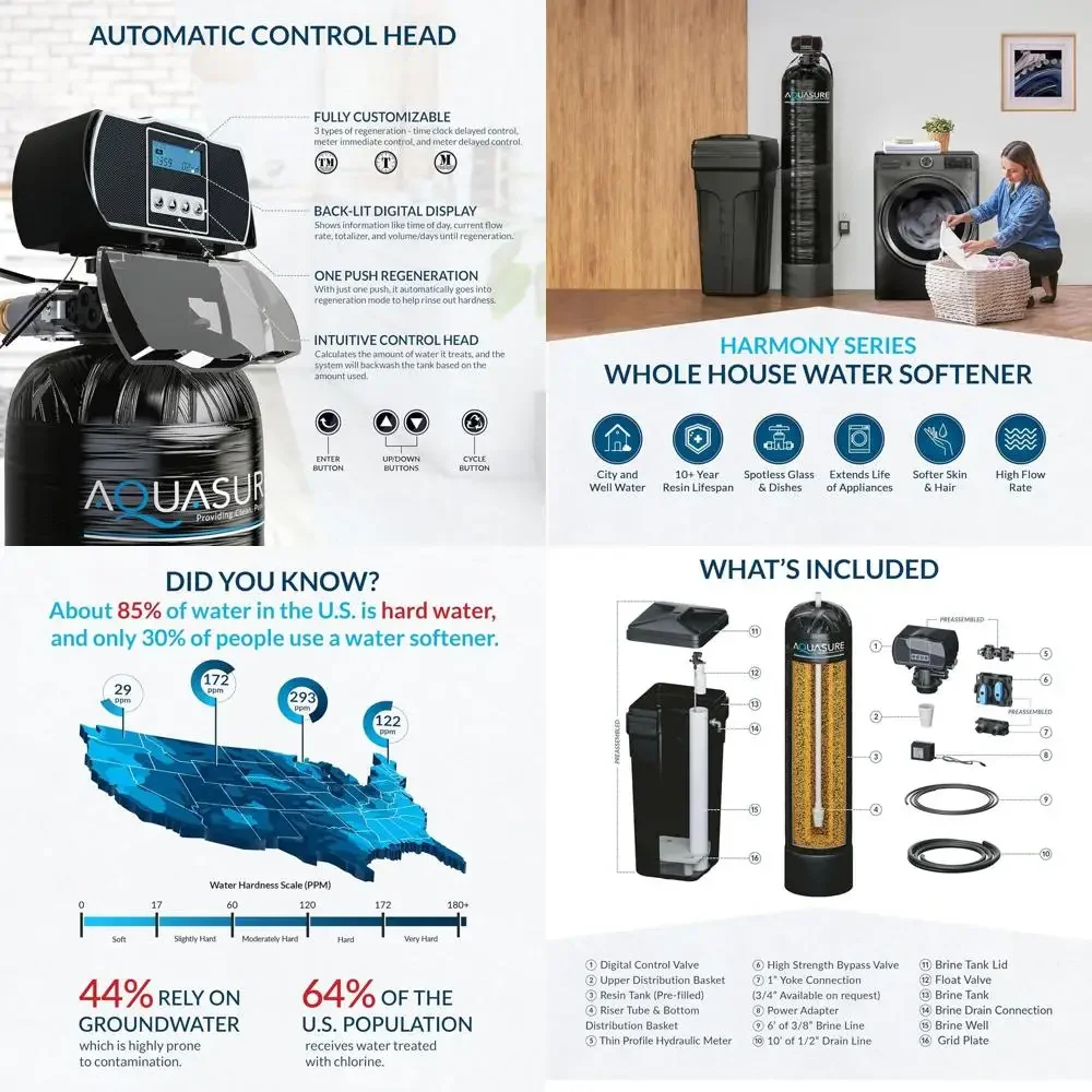 Whole House Water Softener: Enhances Quality, Reduces Hardness for 4+ Bathrooms
Whole House Water Softener: Enhances Quality, Reduces Hardness for 4+ Bathrooms