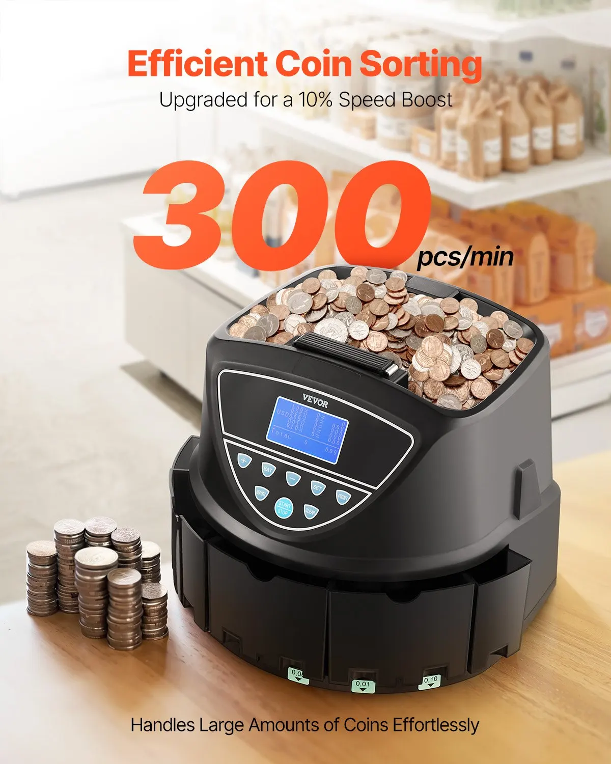 Upgraded Coin Counter & Sorter, Coin Sorter And Wrapper Machine With Intuitive Display, Change Counter For USD Coins 1¢ 5¢ 10¢
Upgraded Coin Counter & Sorter, Coin Sorter And Wrapper Machine With Intuitive Display, Change Counter For USD Coins 1¢ 5¢ 10¢