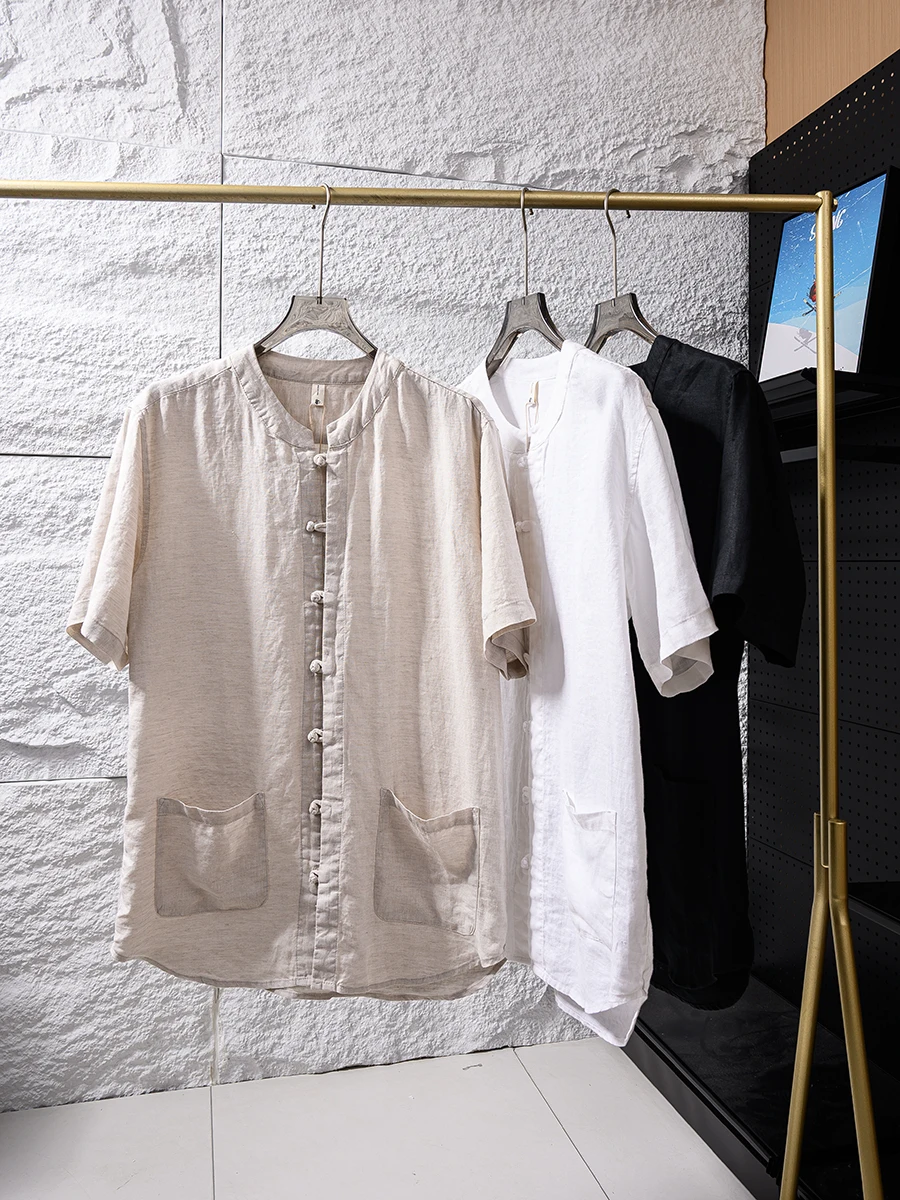 Pure Color Men's Summer Shirt Jacket Loose Fit Short Sleeve Mandarin Collar Breathable Linen Outerwear Stylish And Fashionable
Pure Color Men's Summer Shirt Jacket Loose Fit Short Sleeve Mandarin Collar Breathable Linen Outerwear Stylish And Fashionable