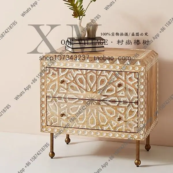 French solid wood furniture, retro solid wood carving flower bedside table, handmade Alalon bedside table
French solid wood furniture, retro solid wood carving flower bedside table, handmade Alalon bedside table