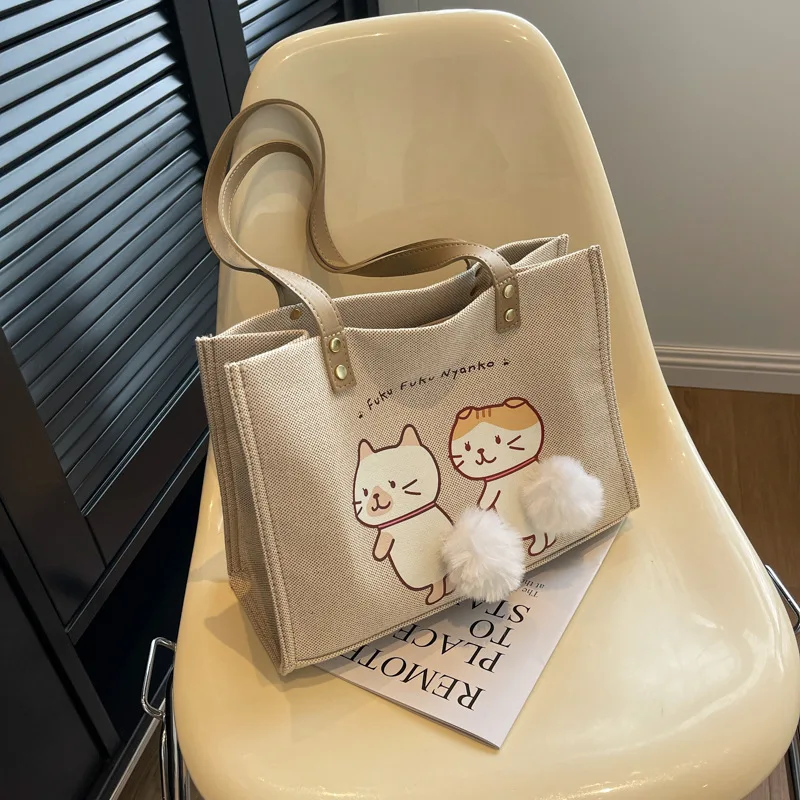 Новая холщовая сумка-тоут с принтом кота, сумки для покупок на одно плечо большой вместимости с милым мультяшным хвостом, модная универсальная сумка для поездок на работу
Новая холщовая сумка-тоут с принтом кота, сумки для покупок на одно плечо большой вместимости с милым мультяшным хвостом, модная универсальная сумка для поездок на работу
