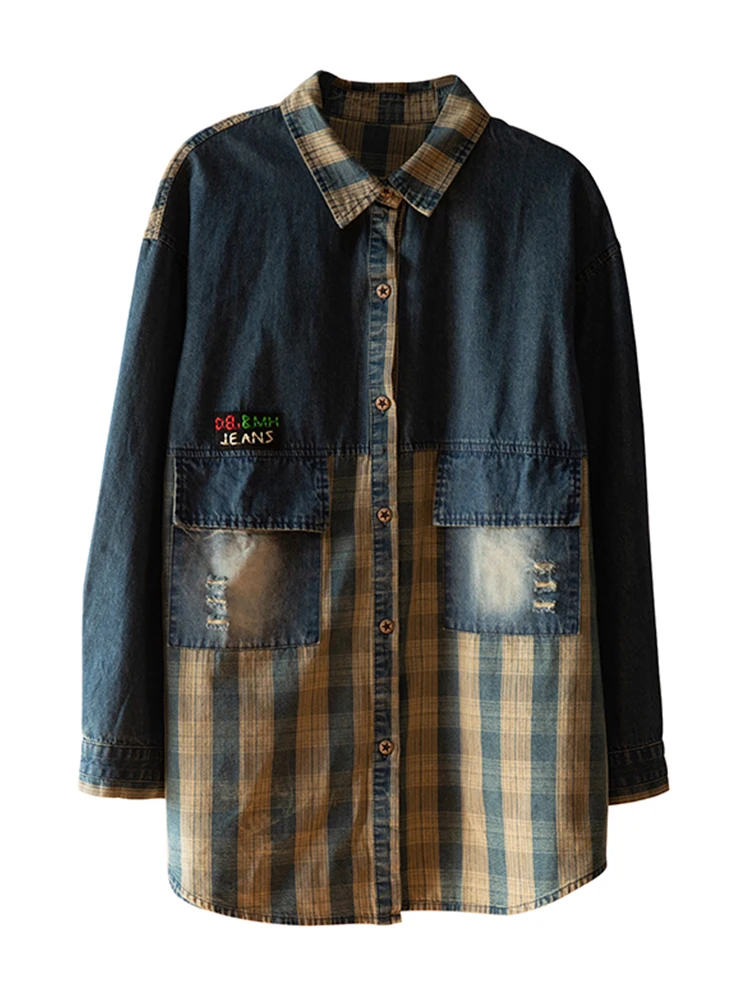 Autumn Korean Style Denim Cardigan Women Plaid Denim Coat Women's Long Sleeve Denim Shirts
Autumn Korean Style Denim Cardigan Women Plaid Denim Coat Women's Long Sleeve Denim Shirts