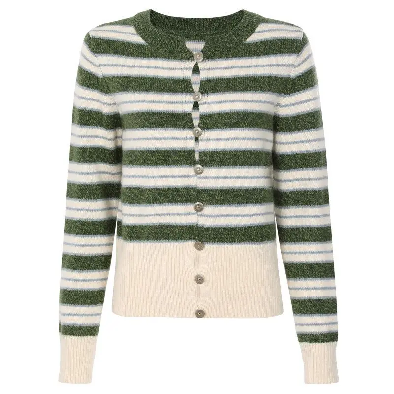 High Quality Knitted round Neck Button up Color Block Sweater Spring Autumn Fashionable Elegant Lady's Knitwear
High Quality Knitted round Neck Button up Color Block Sweater Spring Autumn Fashionable Elegant Lady's Knitwear