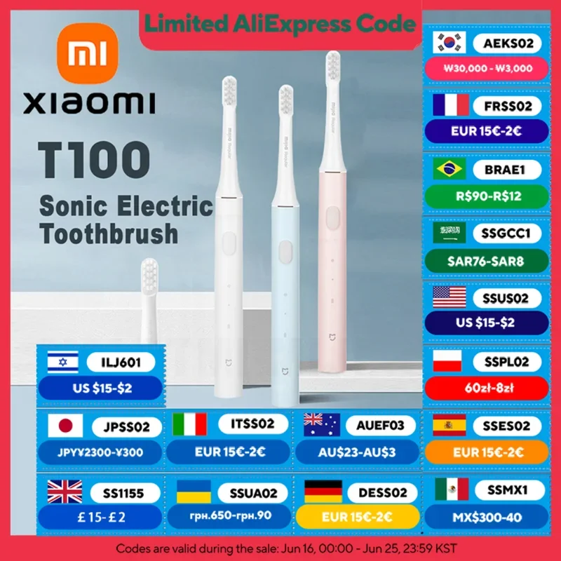 Xiaomi Mijia T100 Sonic электрическая зубная щетка Mi Smart зубная щетка красочная USB перезаряжаемая IPX7 водонепроницаемая для головки зубных щеток
Xiaomi Mijia T100 Sonic электрическая зубная щетка Mi Smart зубная щетка красочная USB перезаряжаемая IPX7 водонепроницаемая для головки зубных щеток