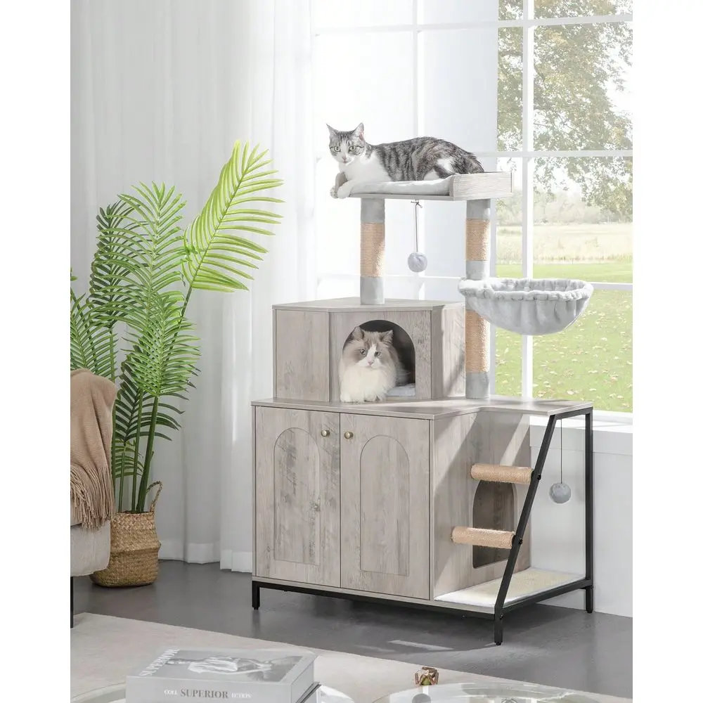 Cat Litter Box Enclosure With Cat Tree, 4In1 Modern Cat House With Large Platform, Cat Condo With Sisal Scratching Mat, Posts,
Cat Litter Box Enclosure With Cat Tree, 4In1 Modern Cat House With Large Platform, Cat Condo With Sisal Scratching Mat, Posts,
