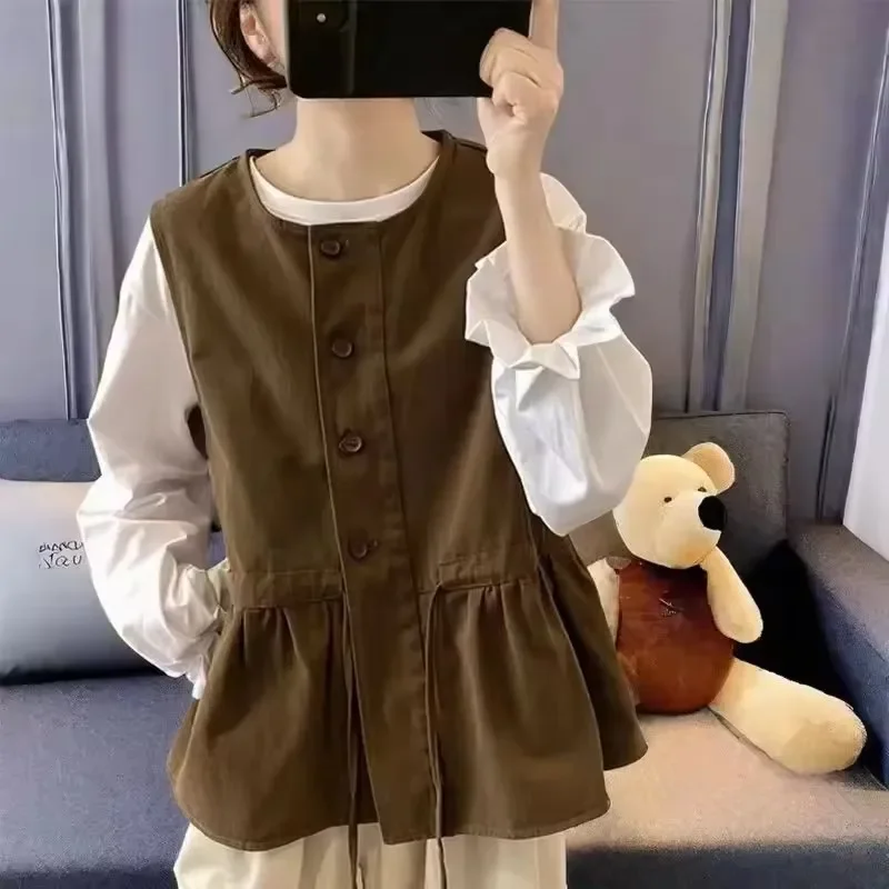 Retro Denim Vest Women's Coat 2025 Spring New Korean Female Sleeveless Jacket Ruffled Ladies Waist Cinching Design Cowboy Waistc
Retro Denim Vest Women's Coat 2025 Spring New Korean Female Sleeveless Jacket Ruffled Ladies Waist Cinching Design Cowboy Waistc