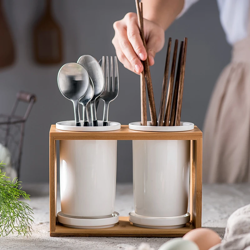 Japanese Style Simple Ceramic Chopsticks Holder Home Kitchen Chopsticks Storage Box Double Tube round Shape 2 Layers
Japanese Style Simple Ceramic Chopsticks Holder Home Kitchen Chopsticks Storage Box Double Tube round Shape 2 Layers