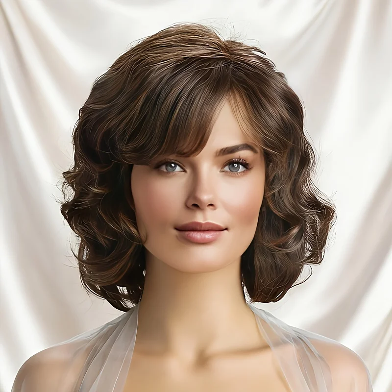 Elegant, fluffy, fashionable short curly wig women, synthetic fiber, short hair, heat-resistant high-temperature silk inner net
Elegant, fluffy, fashionable short curly wig women, synthetic fiber, short hair, heat-resistant high-temperature silk inner net