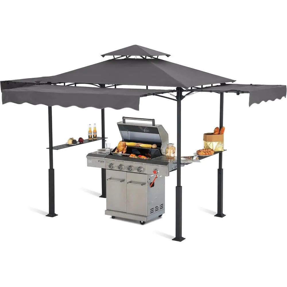 5'x14' Outdoor BBQ Gazebo with 3-Sided Awning and LED Lights for Patio and Lawn Grilling
5'x14' Outdoor BBQ Gazebo with 3-Sided Awning and LED Lights for Patio and Lawn Grilling