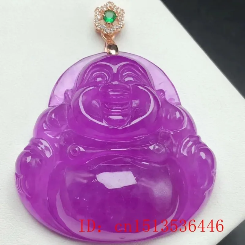 Carved Maitreya Guanyin Jade Pendant Natural Chinese Violet Jadeite Laughing Necklace Jewellery Fashion Amulet Sweater Chain 
Carved Maitreya Guanyin Jade Pendant Natural Chinese Violet Jadeite Laughing Necklace Jewellery Fashion Amulet Sweater Chain
