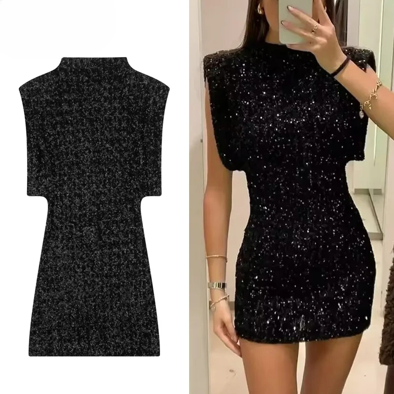 Women's Dress Black Sequin Dress Women Shiny Sleeveless Short Party Dresses Woman Bodycon Sexy Christmas Dresses For Women
Women's Dress Black Sequin Dress Women Shiny Sleeveless Short Party Dresses Woman Bodycon Sexy Christmas Dresses For Women