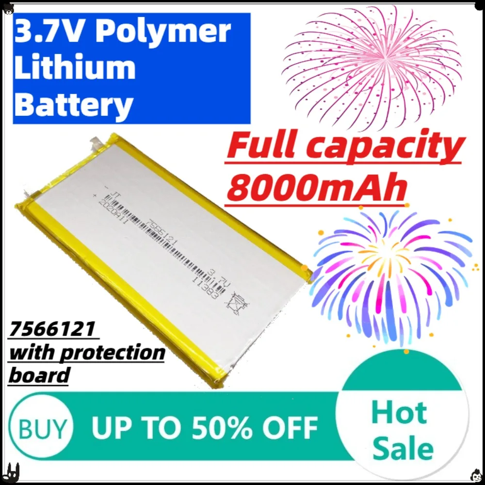 7565121 Li-ion Battery For Tablet pc MID panel E-Book Power Bank Portable 7566121 3.7V 8000mAh Rechargeable li Polymer
7565121 Li-ion Battery For Tablet pc MID panel E-Book Power Bank Portable 7566121 3.7V 8000mAh Rechargeable li Polymer