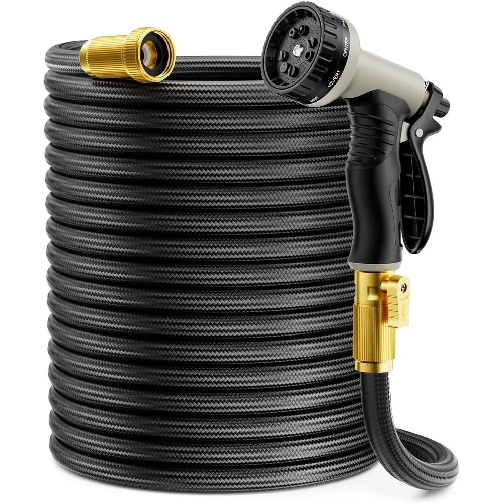 Lightweight 100-Foot Non-Expandable Flexible Water Hose with 10-Function Nozzle for Outdoor, Lawn, Car Wash, and RV Use
Lightweight 100-Foot Non-Expandable Flexible Water Hose with 10-Function Nozzle for Outdoor, Lawn, Car Wash, and RV Use